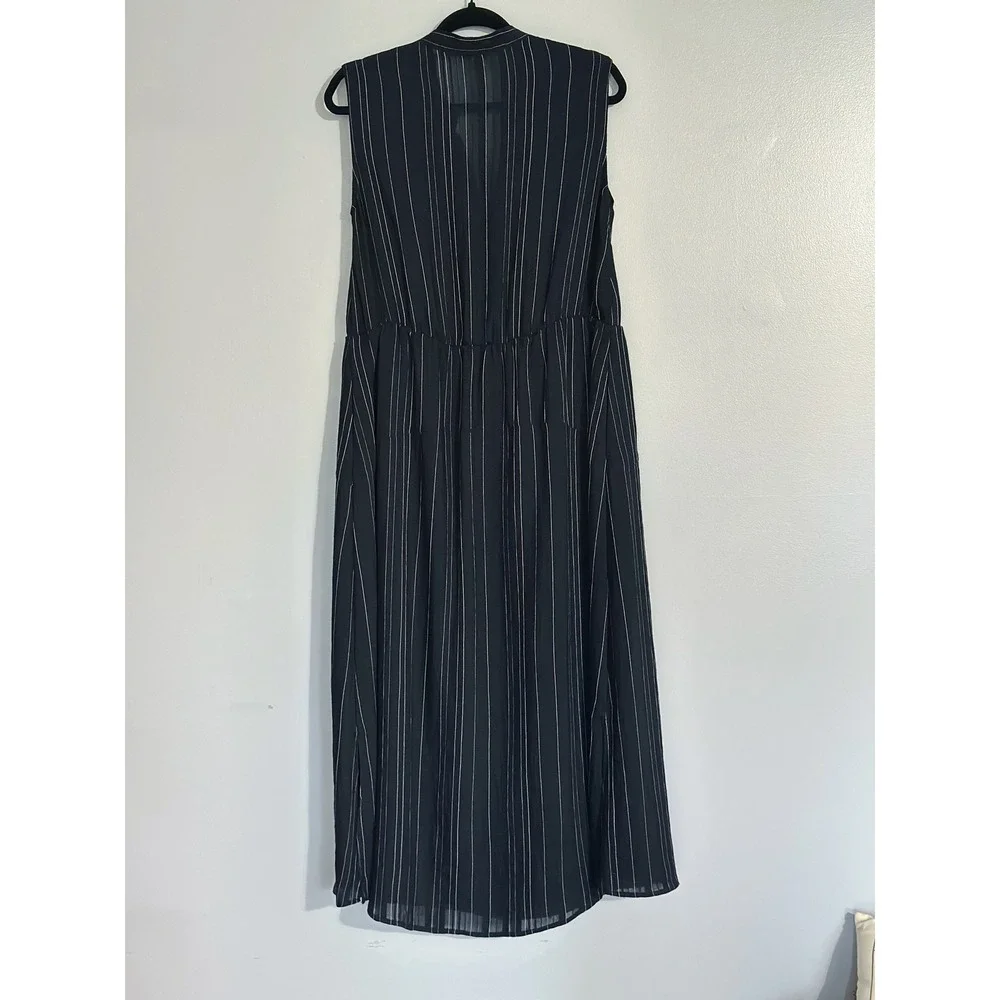 Vince Drapey Stripe Tiered Dress Midi Length Size 16